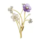 14ct gold gem & diamond floral spray brooch