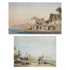 Two watercolour coastal scenes