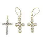 Diamond cross pendant & earrings