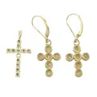 Diamond cross pendant & earrings