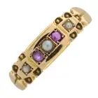 Late Victorian 15ct gold ruby & split pearl ring