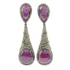 Silver ruby & diamond drop earrings
