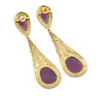 Silver ruby & diamond drop earrings