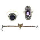 Two mid 20th c. gem rings & a brooch, AF