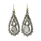 19th century rose-cut diamond drop earrings