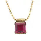 Synthetic ruby pendant, with chain