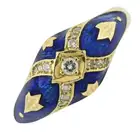 18ct gold diamond & enamel ring