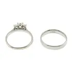 Platinum diamond three-stone ring & band ring