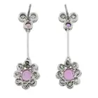 Pink sapphire and diamond cluster earrings