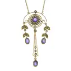 Edwardian gold gem pendant, on integral chain