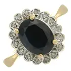 9ct gold sapphire & diamond cluster ring