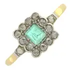 Mid 20th century emerald & diamond cluster ring
