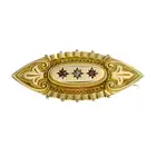Late Victoran 9ct gold red paste & diamond brooch