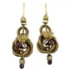 Late 19th century gem-set foliate drop earrings