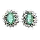 Emerald & diamond cluster earrings