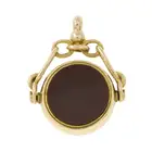 Edwardian 15ct gold carnelian compass spinner fob
