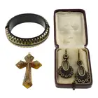 Late 19th c. horn & tortoiseshell pique jewellery