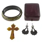 Late 19th c. horn & tortoiseshell pique jewellery