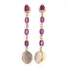 18ct ruby, diamond & rose quartz drop earrings