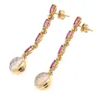 18ct ruby, diamond & rose quartz drop earrings