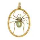 Early 20th c. peridot & split pearl spider pendant