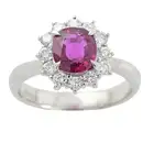 Platinum ruby and diamond cluster ring