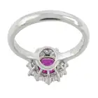 Platinum ruby and diamond cluster ring