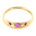 Synthetic ruby & colourless paste five-stone ring
