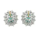 18ct gold emerald and diamond cluster earrings