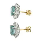18ct gold emerald and diamond cluster earrings