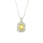 Yellow sapphire & diamond pendant, with chain