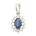 Platinum sapphire & diamond cluster pendant
