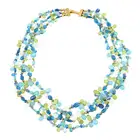 Multi-gem three-row necklace