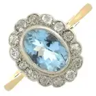 Aquamarine & diamond cluster ring