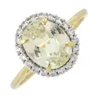 9ct gold spodumene & gem cluster ring