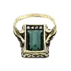 Green tourmaline and diamond point ring