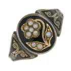 Mid Victorian 15ct gold split pearl mourning ring
