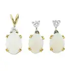 18ct gold opal & diamond earrings & pendant