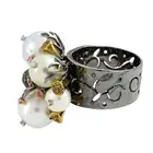 Cultured pearl and gem dress ring