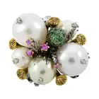 Cultured pearl and gem dress ring