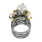 Cultured pearl and gem dress ring