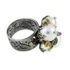 Cultured pearl and gem dress ring