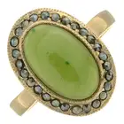 Green agate & marcasite cluster ring