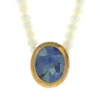 Opal composite pendant, on a cultured pearl necklace