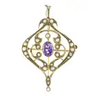 Early 20th century amethyst & split pearl brooch