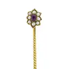 Late 19th century sapphire & split pearl stick pin