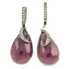 Silver ruby & diamond drop earrings