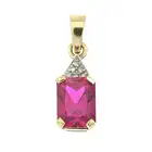9ct gold synthetic ruby & diamond pendant