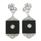 Gem & diamond geometric drop earrings