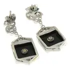 Gem & diamond geometric drop earrings